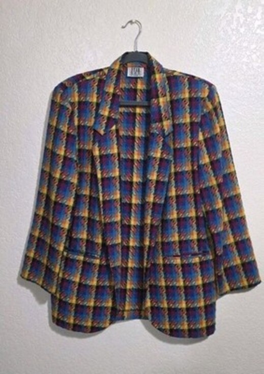 Star City Jackets & Blazers - Womens Vintage Rainbow Houndstooth Blazer 80s Star City Clothing Co Sz 12